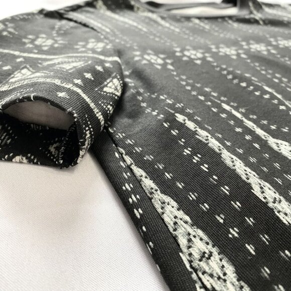 TORY BURCH GREY WHITE BOLOGAN GEO PATTERN PIMA COTTON DRAWSTRING UTILITY DRESS - Picture 6 of 8